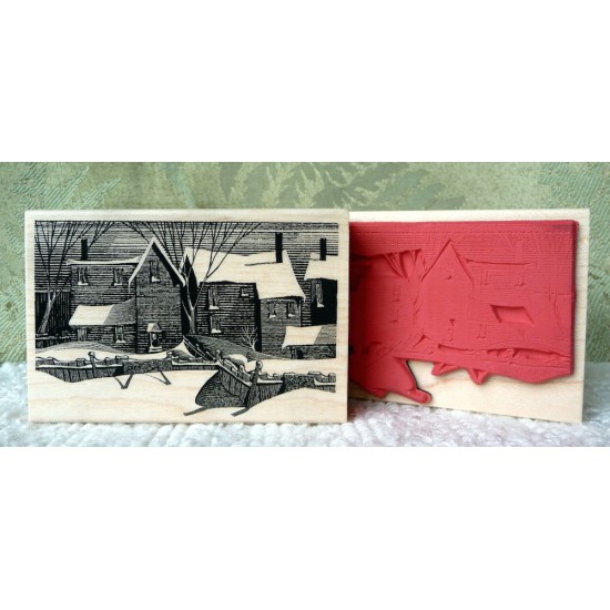 Clapboard Houses Rubber Stamp