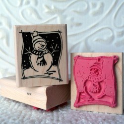 Framed Snowman Rubber Stamp
