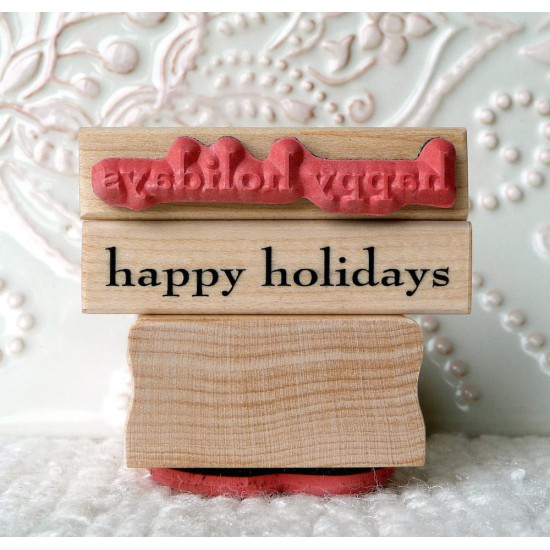 Little Happy Holidays Rubber Stamp