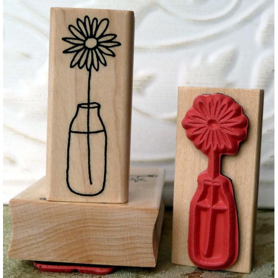 Single Flower in Vase Rubber Stamp