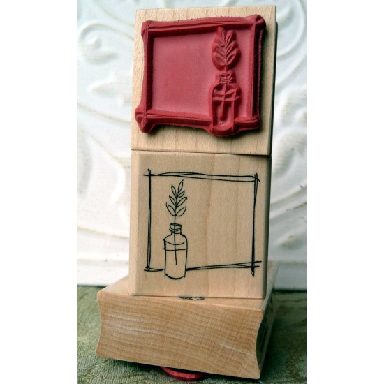 Sprig and Frame Rubber Stamp