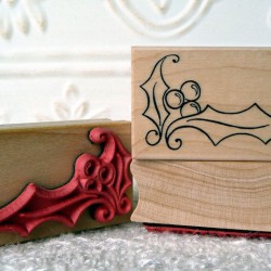 Holly Corner Rubber Stamp