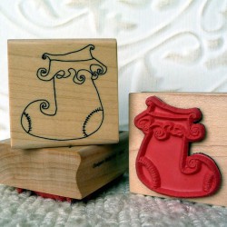 Santa's Stocking Rubber Stamp