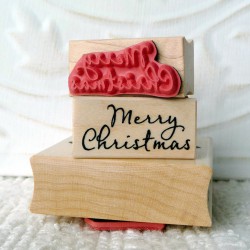 Little Merry Christmas Script Rubber Stamp