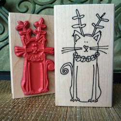 Christmas Cat Rubber Stamp Christmas Cat Rubber Stamp