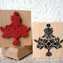 Damask Christmas tree Rubber Stamp