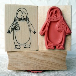 Holiday Penguin Rubber Stamp