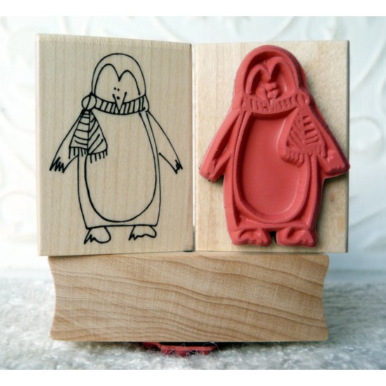 Holiday Penguin Rubber Stamp