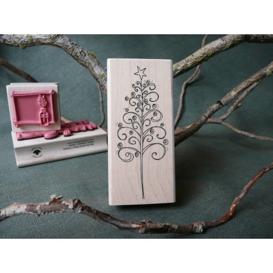 Curly Christmas Tree Rubber Stamp