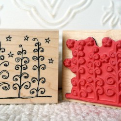 Starry Night Trees Rubber Stamp
