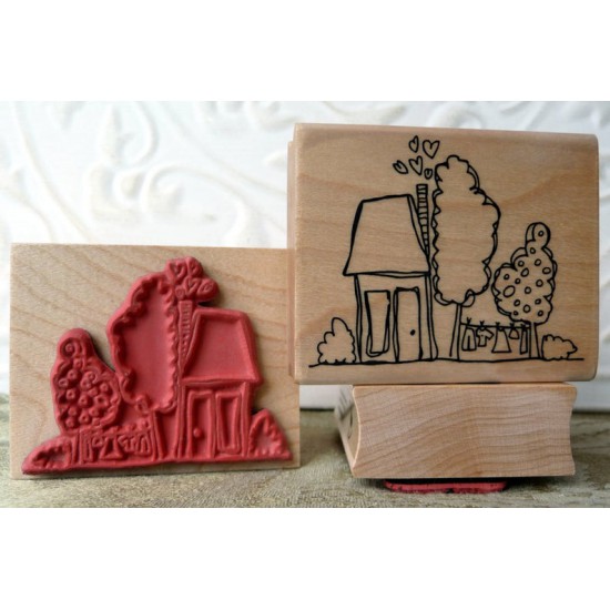 Happy Home Rubber Stamp