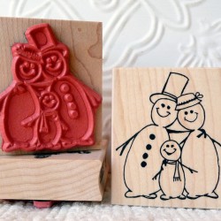 Snowman Family Rubber Stamp