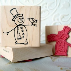 Snowman with Bird Rubber Stamp Snowman with Bird Rubber Stamp