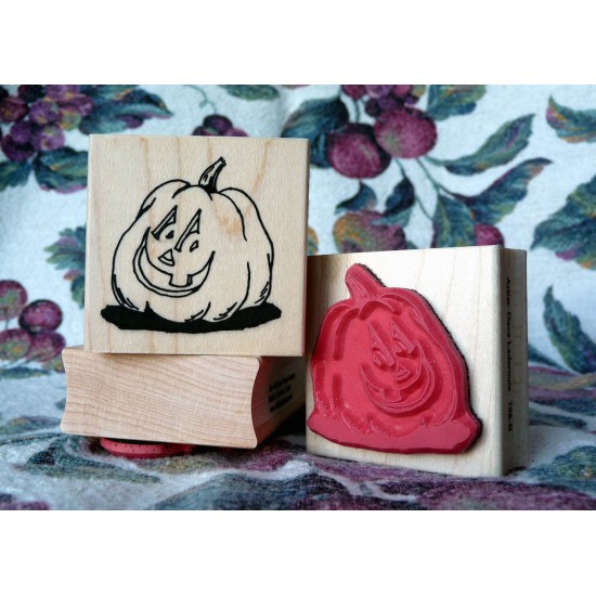 Punkin Head - Carved Pumpkin Rubber Stamp