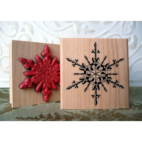 Hearts-in-Ice Snowflake Rubber Stamp