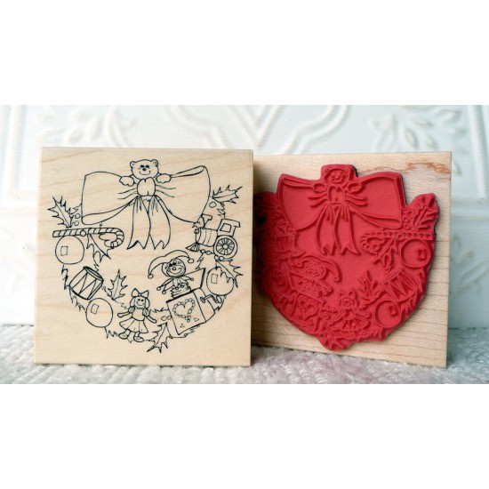 Toy Wreath Rubber Stamp