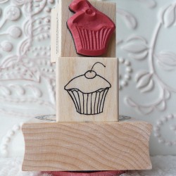Cherry Cupcake Rubber Stamp
