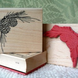 Pine Cone Corner Rubber Stamp