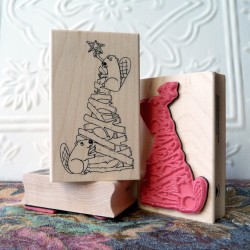 Critter Christmas Tree and Beavers Rubber Stamp