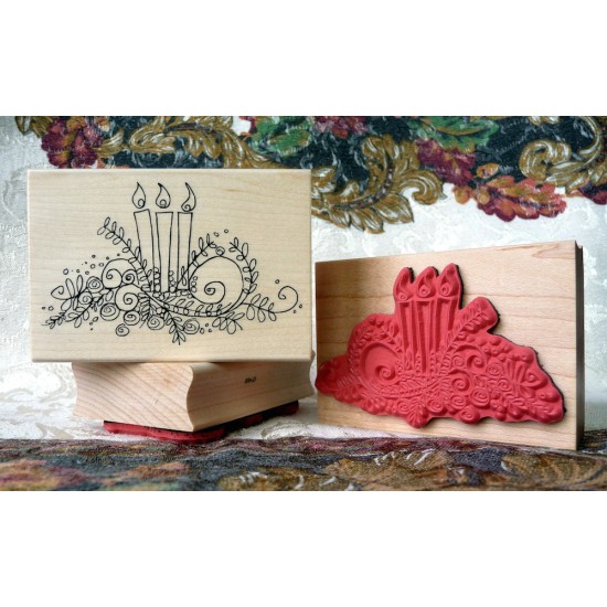 Centre Peace Christmas Candles Rubber Stamp