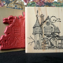 Haunted House Rubber Stamp