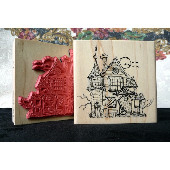 Haunted House Rubber Stamp