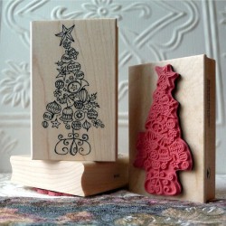 Ornamental Christmas Tree Rubber Stamp