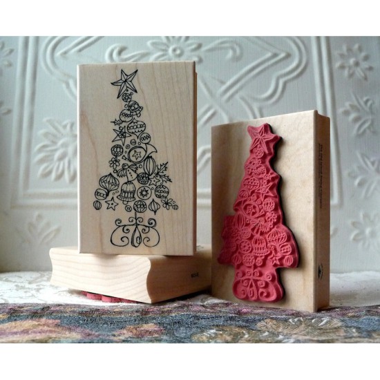Ornamental Christmas Tree Rubber Stamp