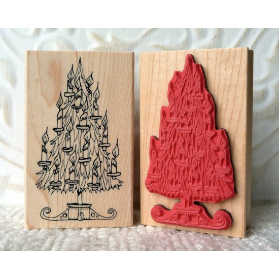 Candle Christmas Tree Rubber Stamp