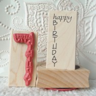 Happy Birthday Vertical Rubber Stamp