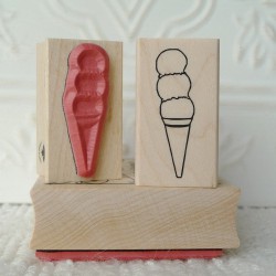 3 Scoops Ice Cream Cone Rubber Stamp 3 Scoops Ice Cream Cone Rubber Stamp