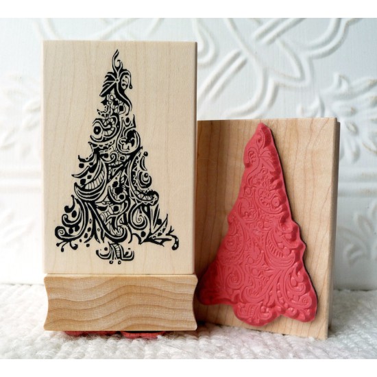 Mosaic Christmas Tree Rubber Stamp