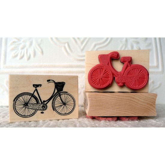 Vintage Girl's Bicycle Rubber Stamp