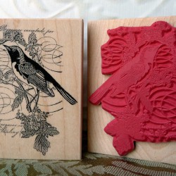 Story Bird Collage Rubber Stamp