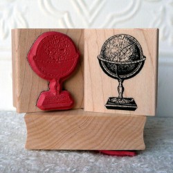 Vintage Globe Rubber Stamp Vintage Globe Rubber Stamp