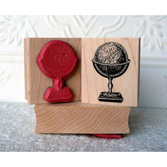 Vintage Globe Rubber Stamp