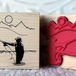 Serene Fly Fishing Rubber Stamp Serene Fly Fishing Rubber Stamp
