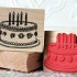 Rosette Birthday Cake Rubber Stamp