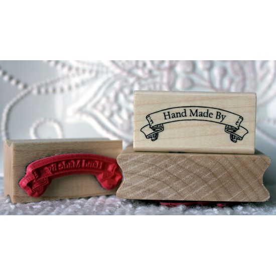 Hand Made By - Banner Rubber Stamp