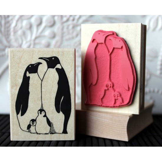 Penguin Family Rubber Stamp