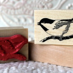 Little Chickadee Bird Rubber Stamp