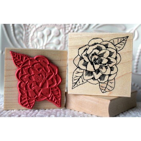 Camellia Flower Rubber Stamp