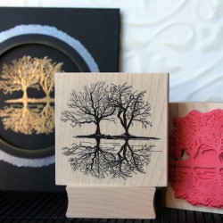 Winter Reflection Trees Rubber Stamp