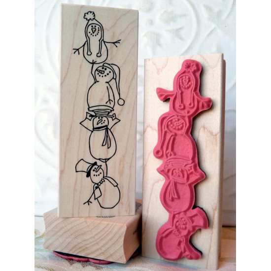 Snowman Totem Pole Rubber Stamp