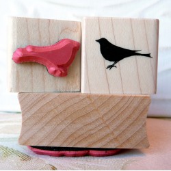 Silhouette Bird Perched Rubber Stamp