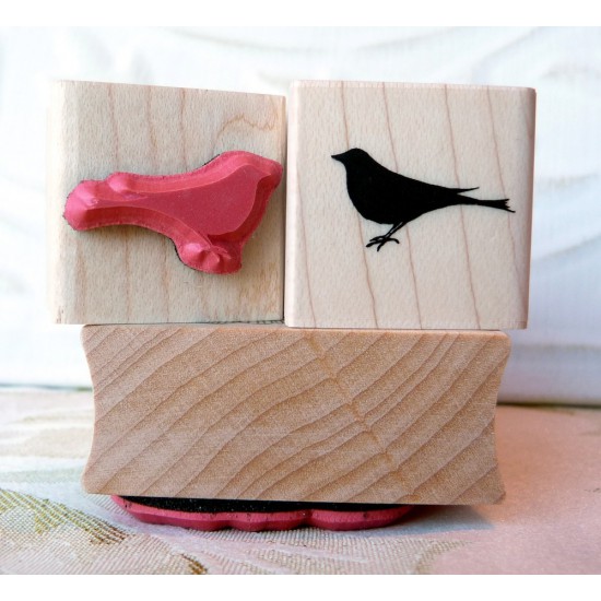 Silhouette Bird Perched Rubber Stamp