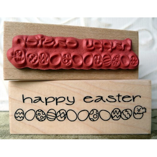 Happy Easter Eggs Rubber Stamp