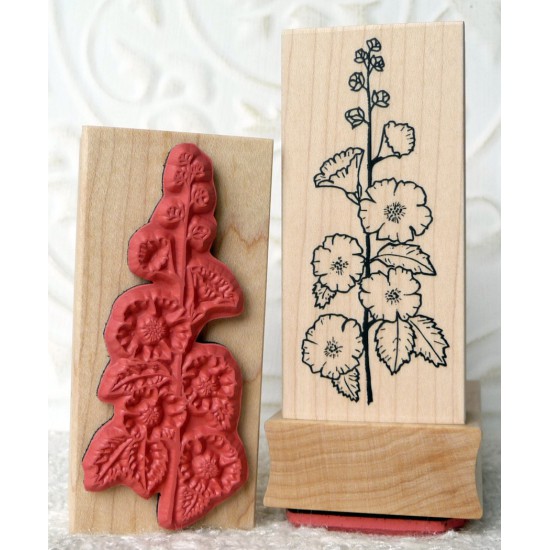 Hollyhock Flower Rubber Stamp