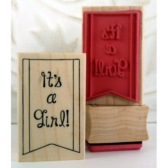 It's A Girl! Banner Rubber Stamp