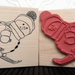 Downhill Snowman Rubber Stamp Downhill Snowman Rubber Stamp